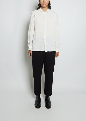Mandarin Collar Cotton Blouse — White