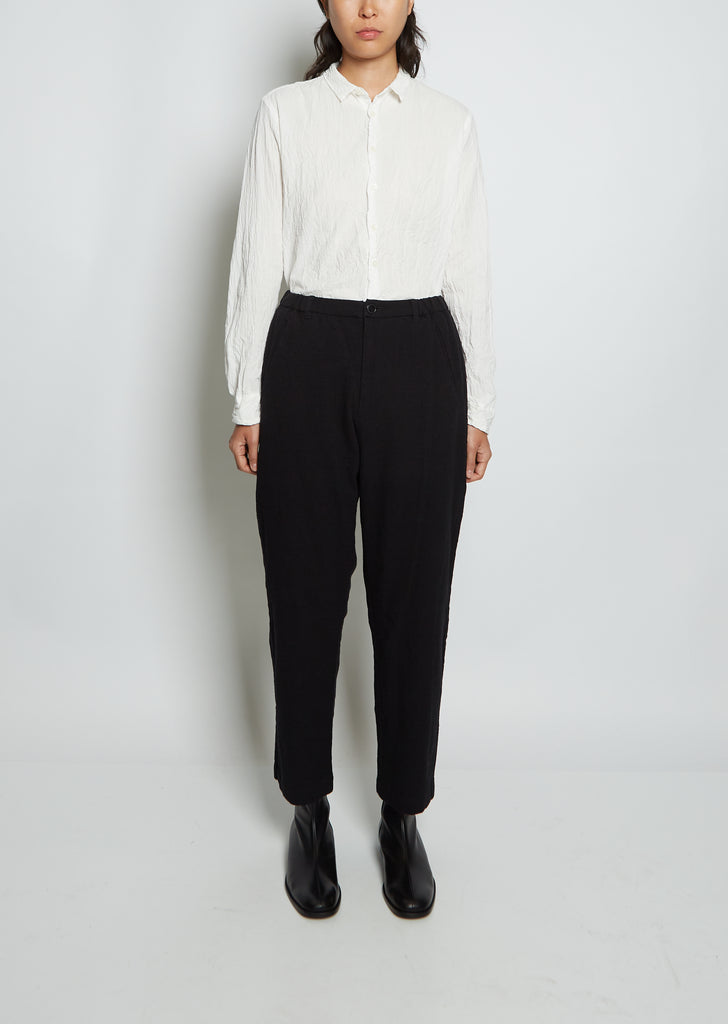 Straight Cotton Linen Trousers — Black