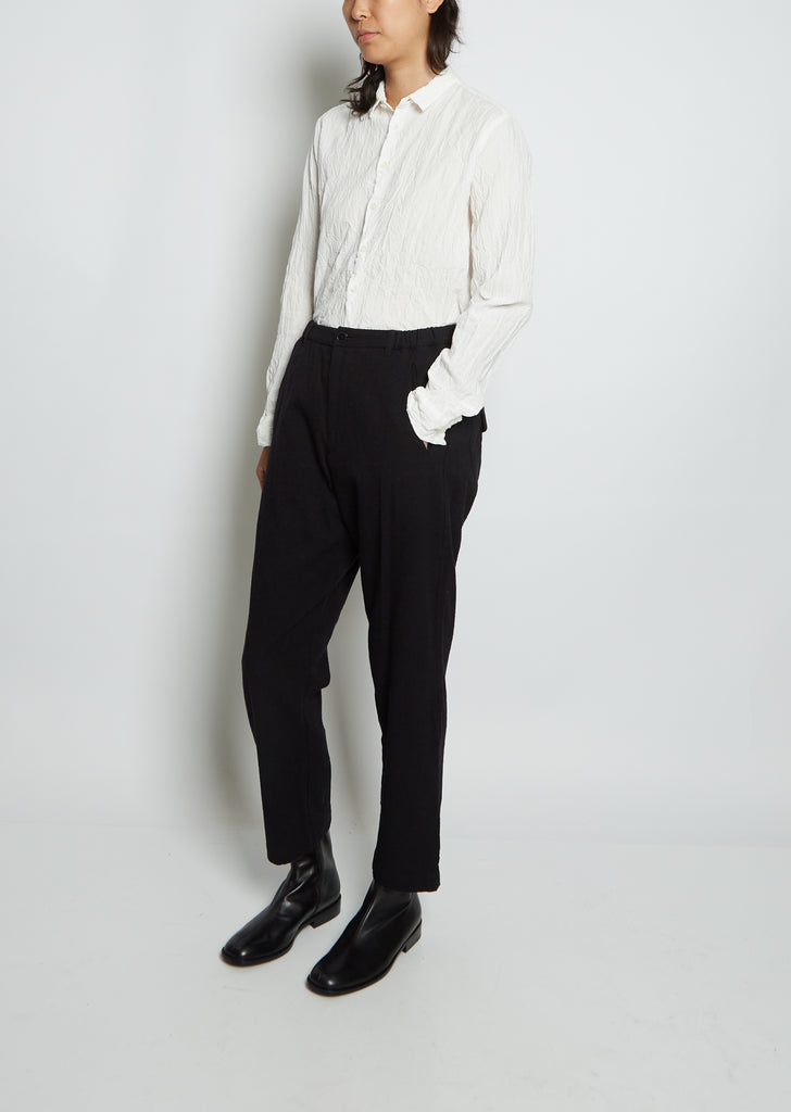 Straight Cotton Linen Trousers — Black