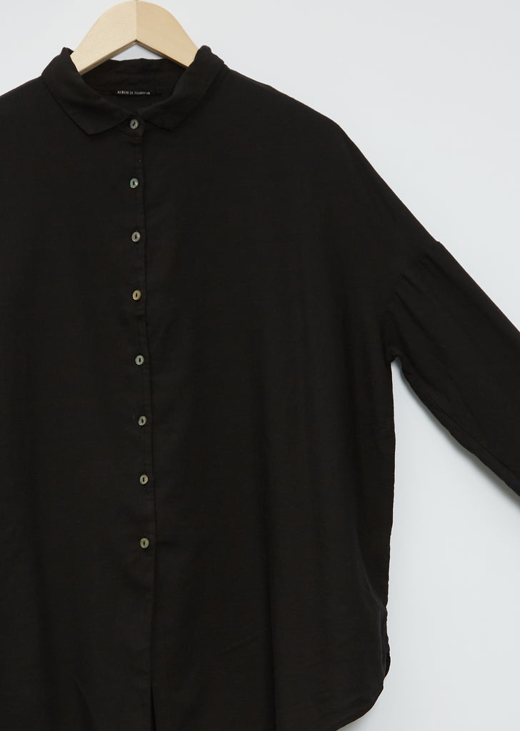 Short Collar Cotton Shirt TVC — Black