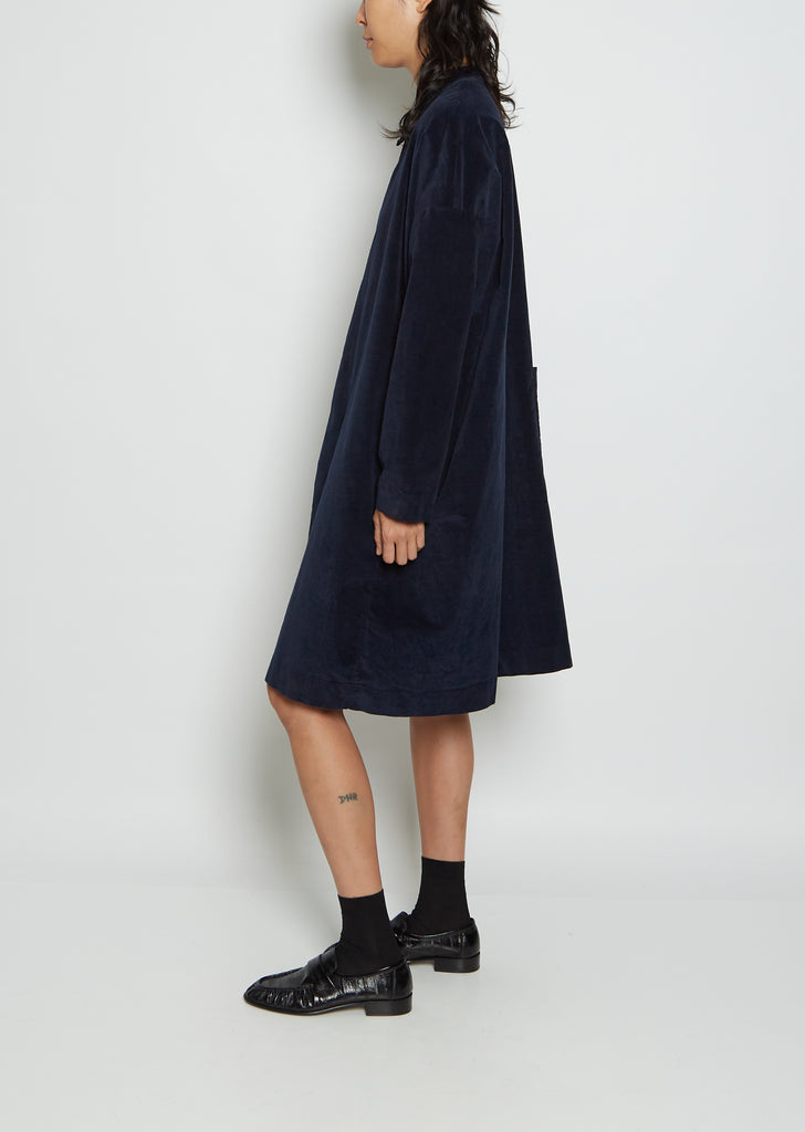 Velvet Collar Dress — Navy