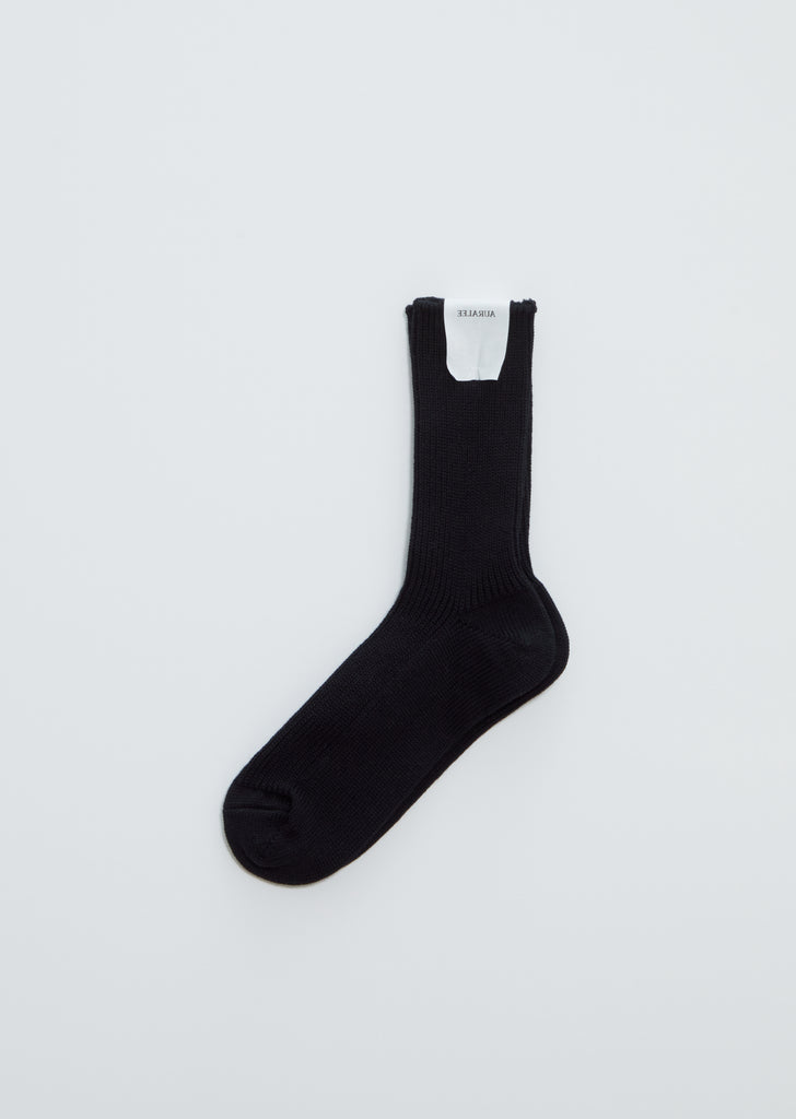 Cotton Cashmere Low Gauge Socks — Black