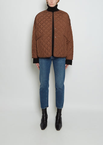 Quilted Recycled Polyester Jacket — Saddle Brown