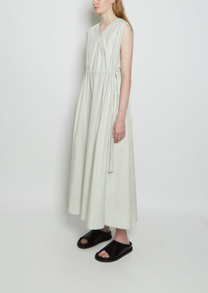 Arc Waisted Sleeveless Cotton Dress