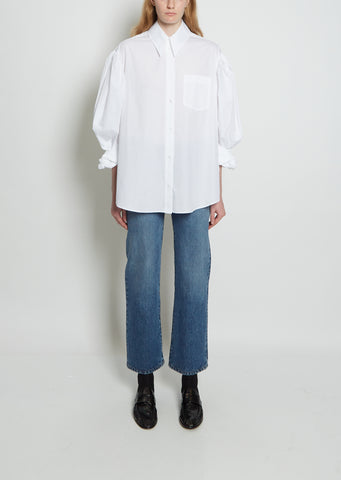 Masculine Rolled Sleeve Cotton Shirt — White