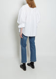 Masculine Rolled Sleeve Cotton Shirt — White