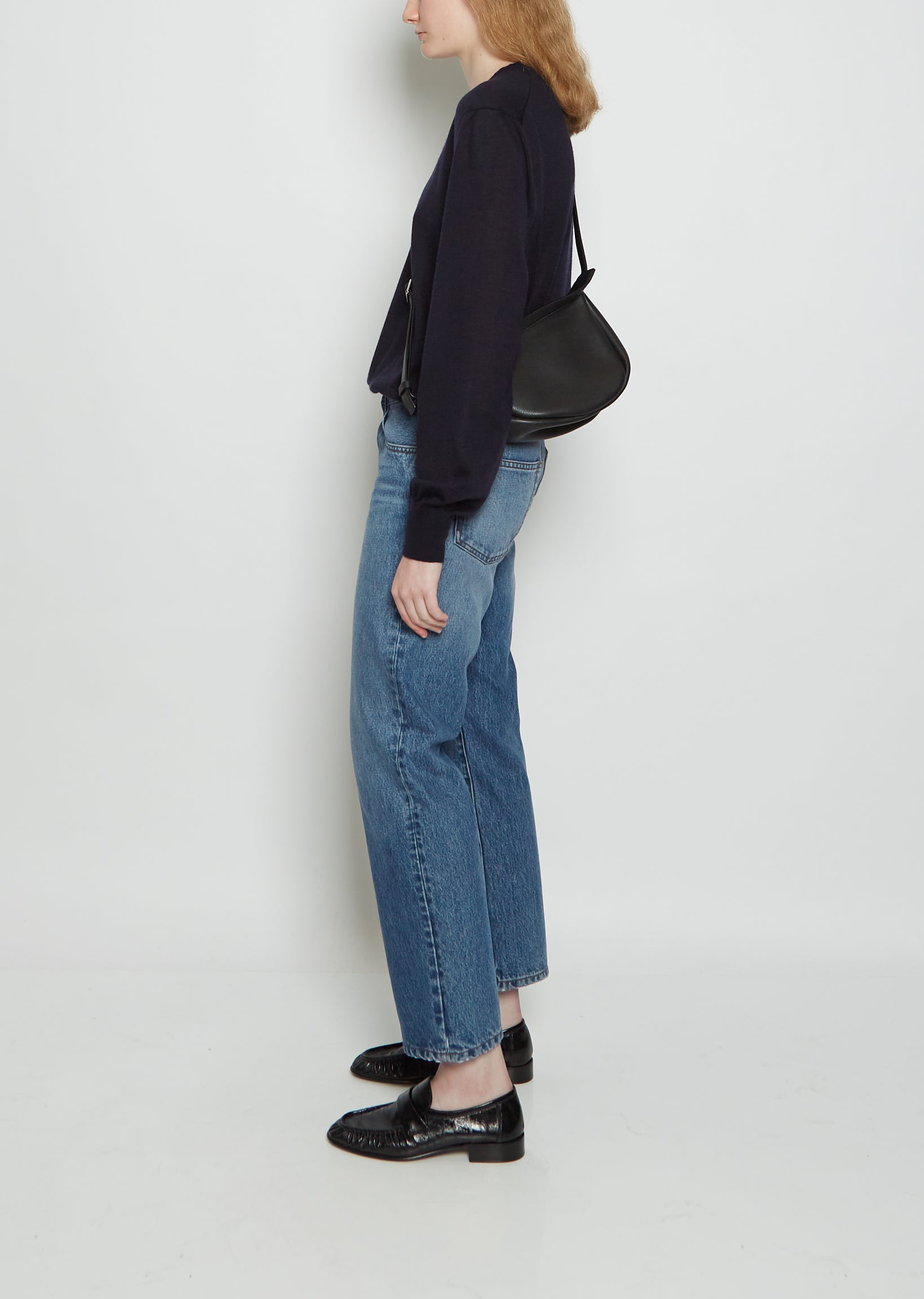The Row Slouchy Banana Leather Cross Body Bag in Black