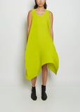 Leaf Pleats Polyester Dress — Yellow