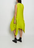 Leaf Pleats Polyester Dress — Yellow