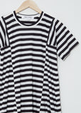 Stripe Long Short Sleeve T-Shirt Dress