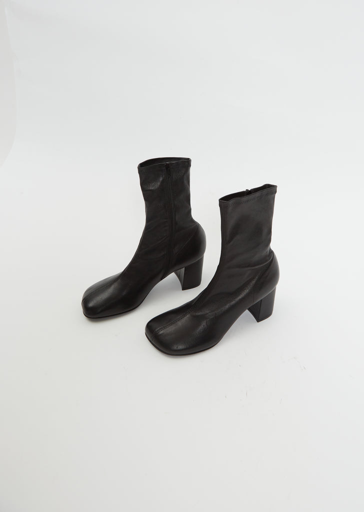 Sock Heeled Boot — Black