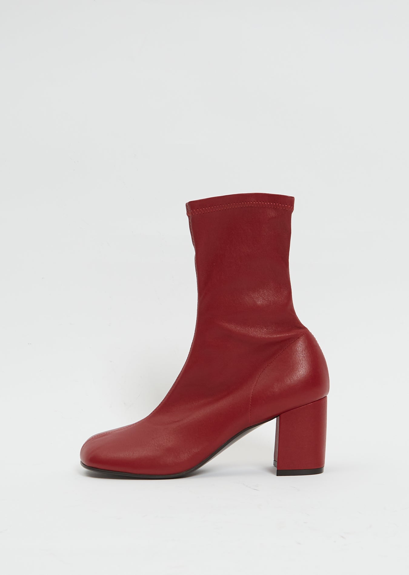 Sock Heeled Boot — Dark Red – La Garçonne Sock Heeled Boot — Dark Red – La Garçonne