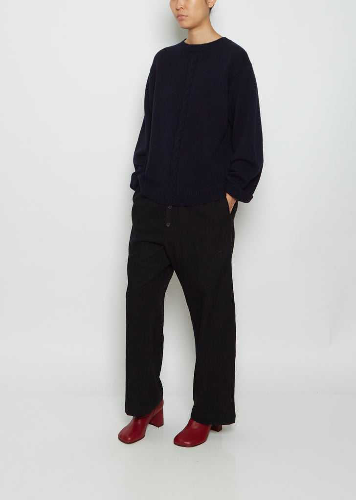 Mood Front Cable Cashmere Sweater — Dark Navy
