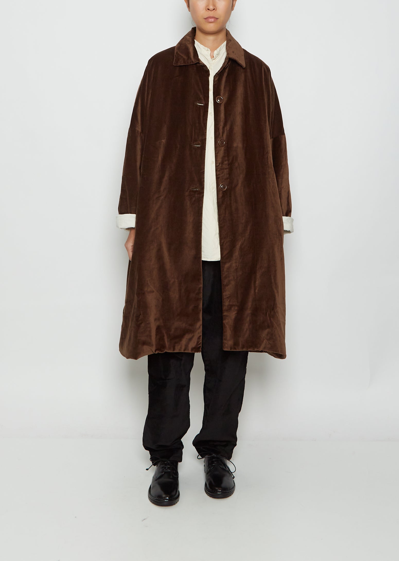 Big Blobby Velvet Coat — Brown – La Garçonne Big Blobby Velvet Coat — Brown – La Garçonne