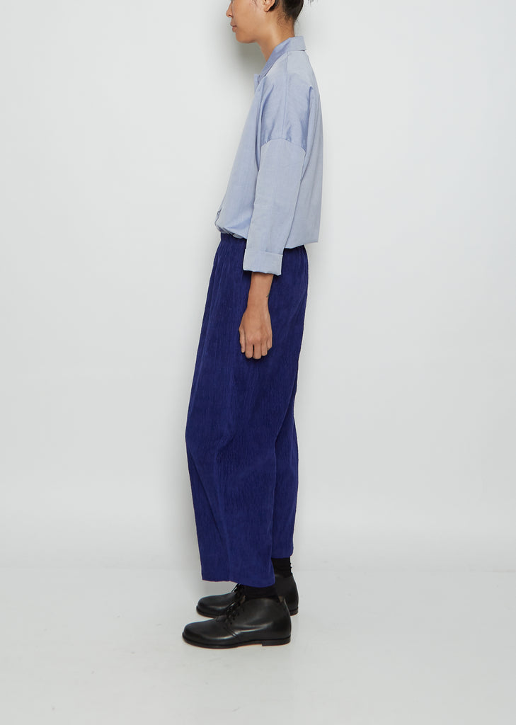 Cotton Corduroy Wide Tapered Trousers — Electric Blue