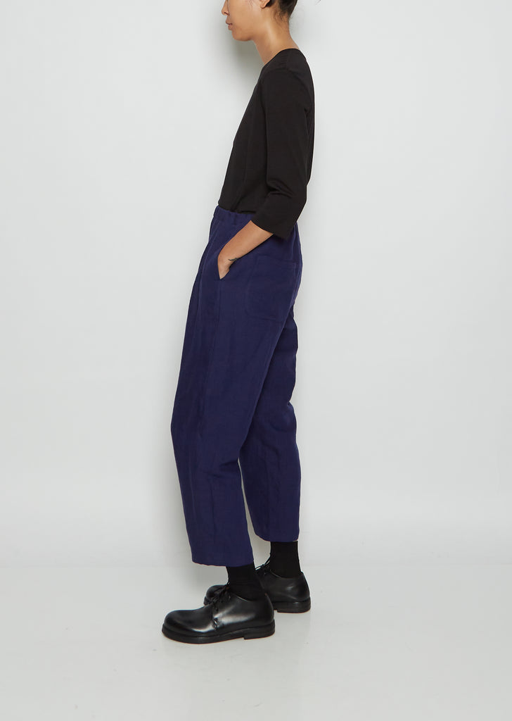 Linen & Wool Tapered Trousers — Blueberry