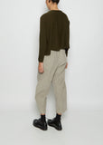 Cotton Corduroy Wide Tapered Trousers — Ecru