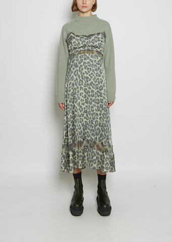 Leopard Print x Wool Knit Dress