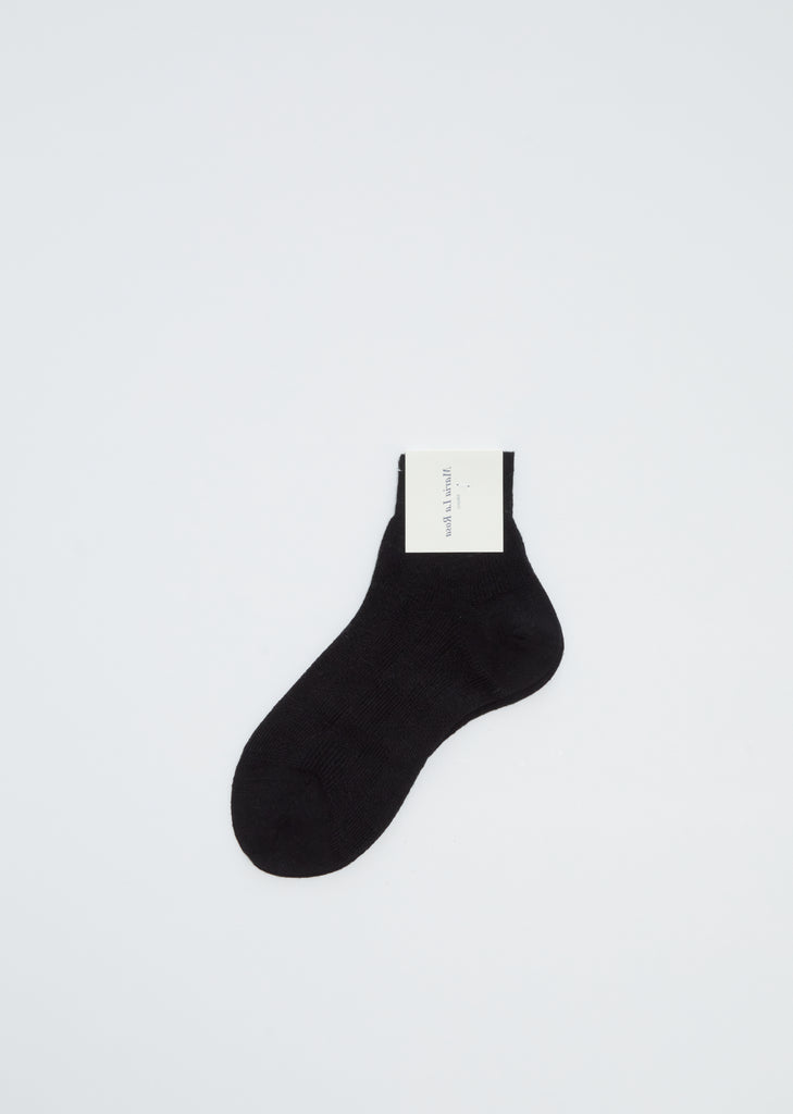 Silk-Linen Ankle Socks — Nero