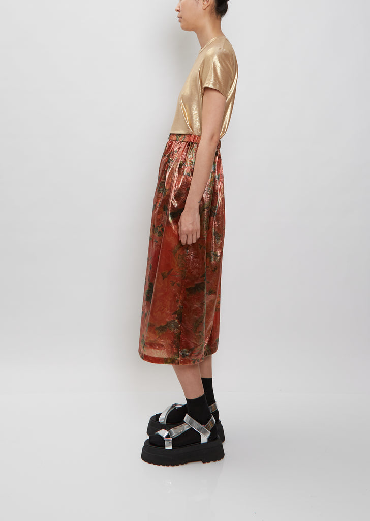 Floral Metallic Midi Skirt