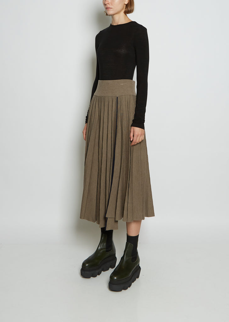 Wool Knit Pleated Skirt