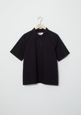 Cotton-Linen Polo Shirt — Black