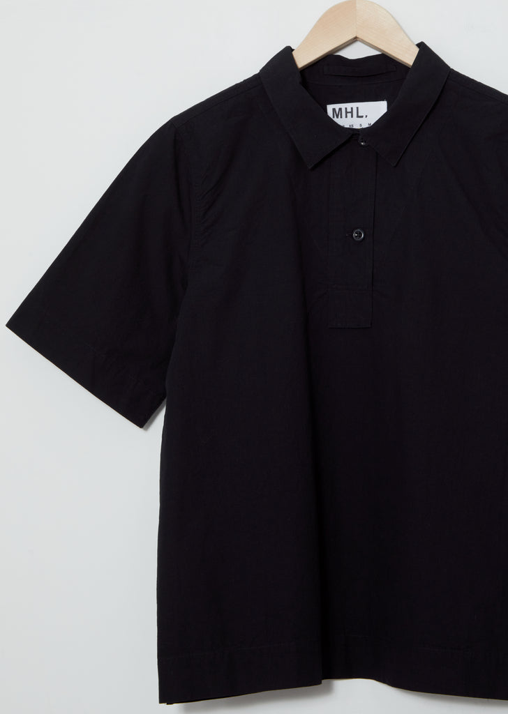 Cotton-Linen Polo Shirt — Black
