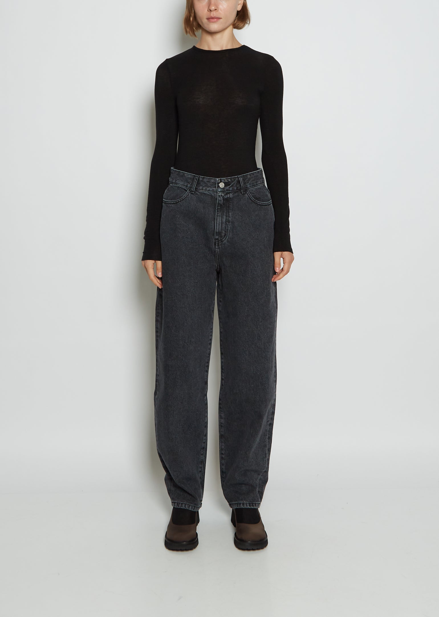 【AMOMENTO】23ss GARCONNE DENIM PANTS Recycled Cotton Denim — Black – La Garçonne