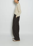 Pleated Long Virgin Wool Pull-On Pant