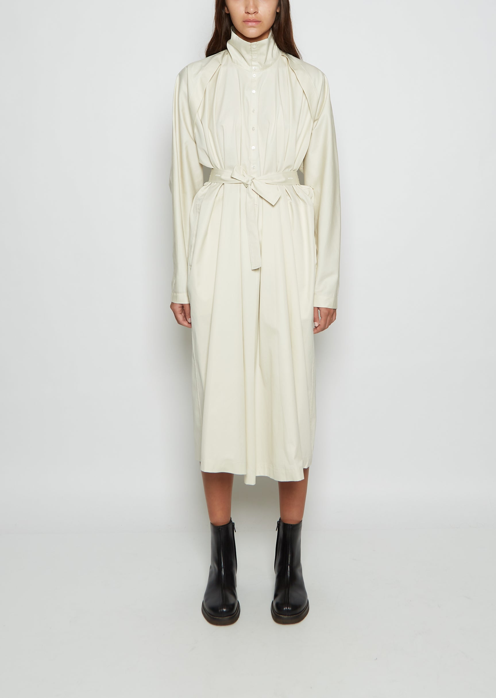 Belted Tilted Cotton Twill Dress – La Garçonne