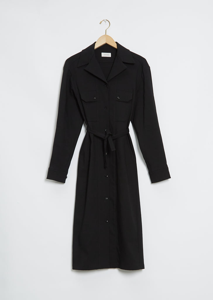 Convertible Collar Cotton and Wool Dress