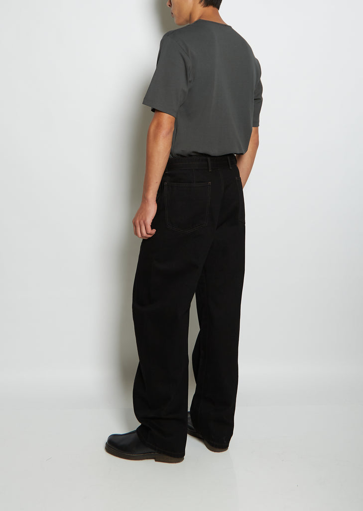 Unisex Twisted Belted Denim Pants — Black