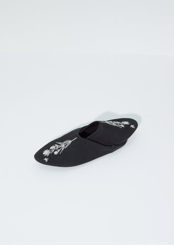 Linen Babouche Slippers — Black x Ivory