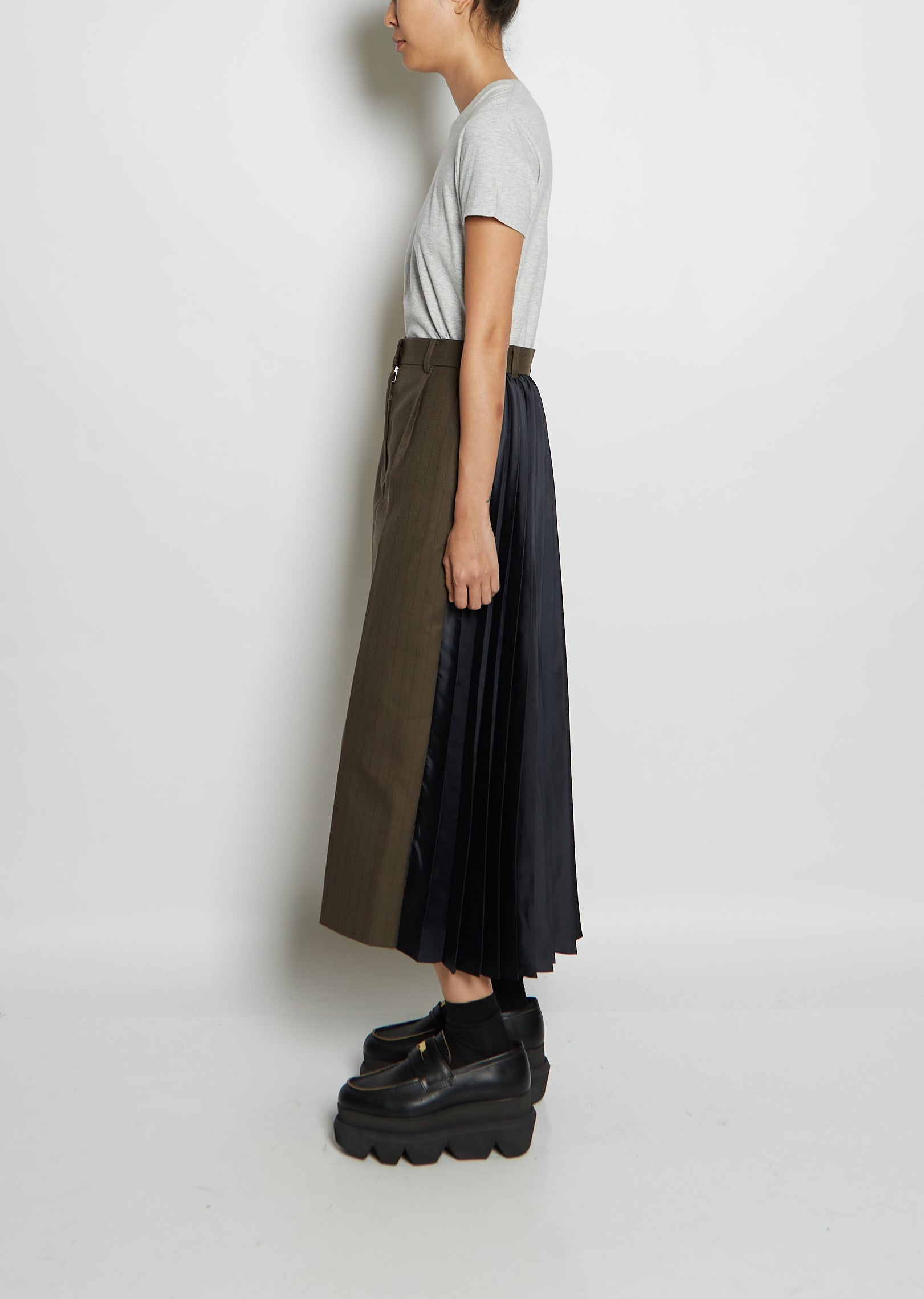 Chalk Stripe Wool Skirt – La Garçonne