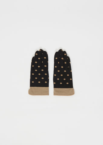 Knit Cashmere Gloves — Black Polka Dot
