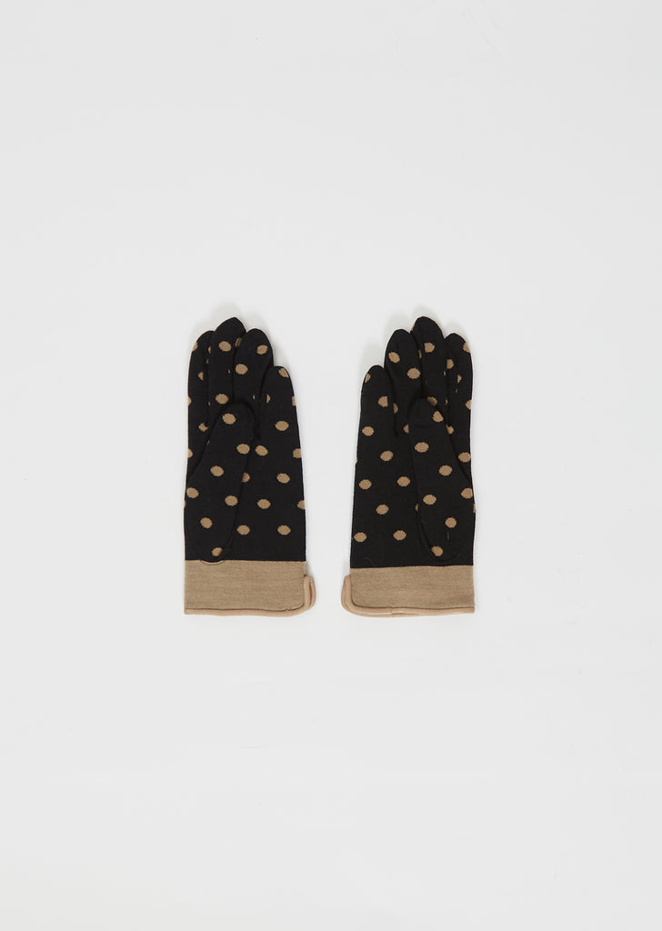 Knit Cashmere Gloves — Black Polka Dot