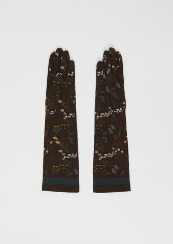Knit Long Gloves — Brown