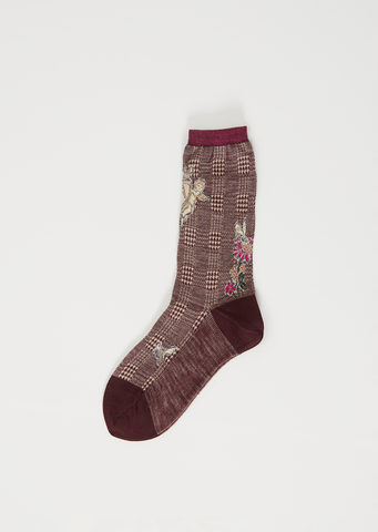 Angel's Emblem Knit Socks — Wine