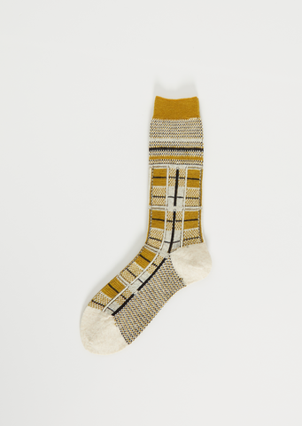 Tartan Check Knit Socks — Ivory