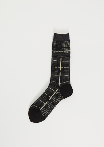 Tartan Check Knit Socks — Black