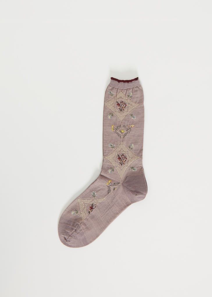 Diamond Flower Socks — Lavender