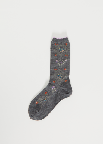 Diamond Flower Socks — Mix Grey