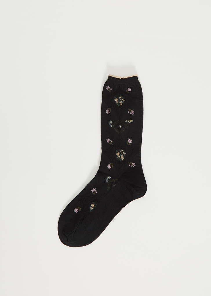 Diamond Flower Socks — Black