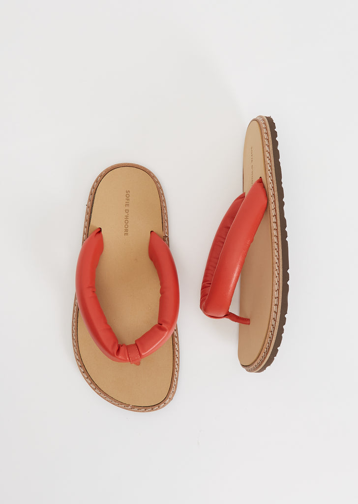 Flip Padded Leather Thong Sandals — Tomato