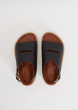 Fame Leather Platform Sandals — Black