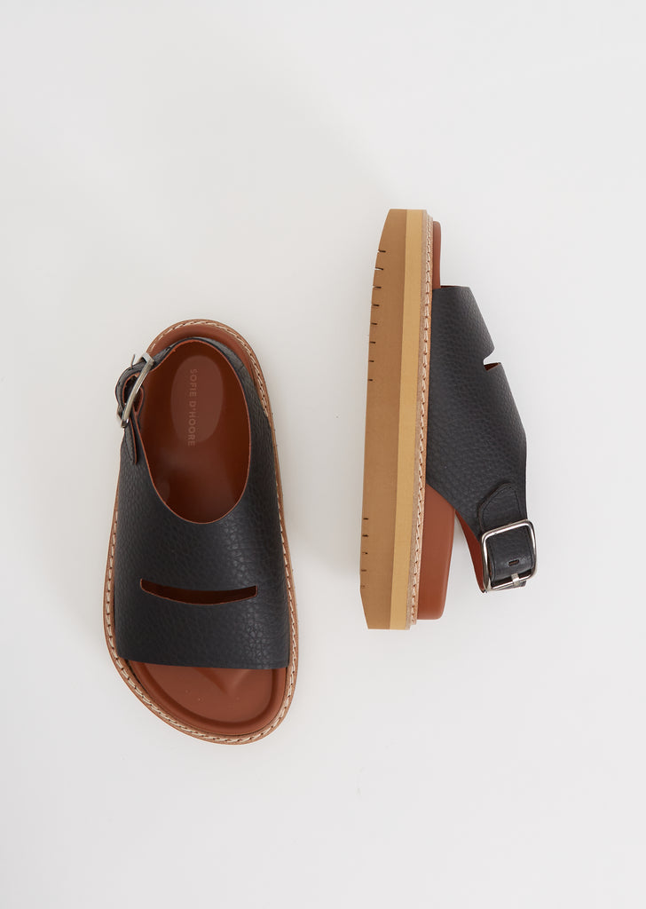 Fame Leather Platform Sandals — Black