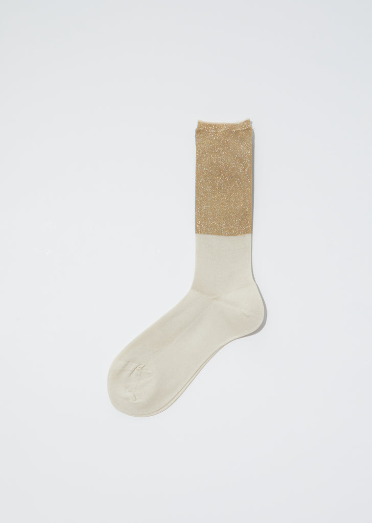 Two-Tone Rib Socks — Beige x Gold