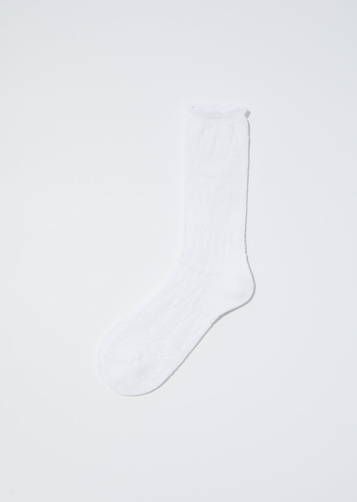 Lurex Cotton Lace Socks — White