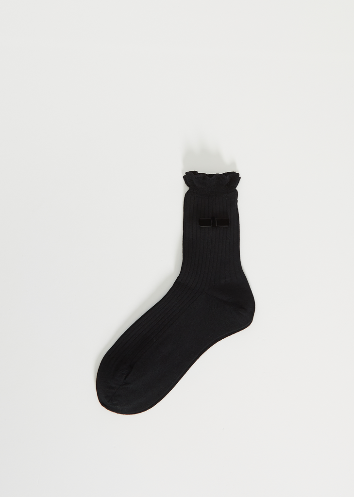Ribbon Knit Socks — Black