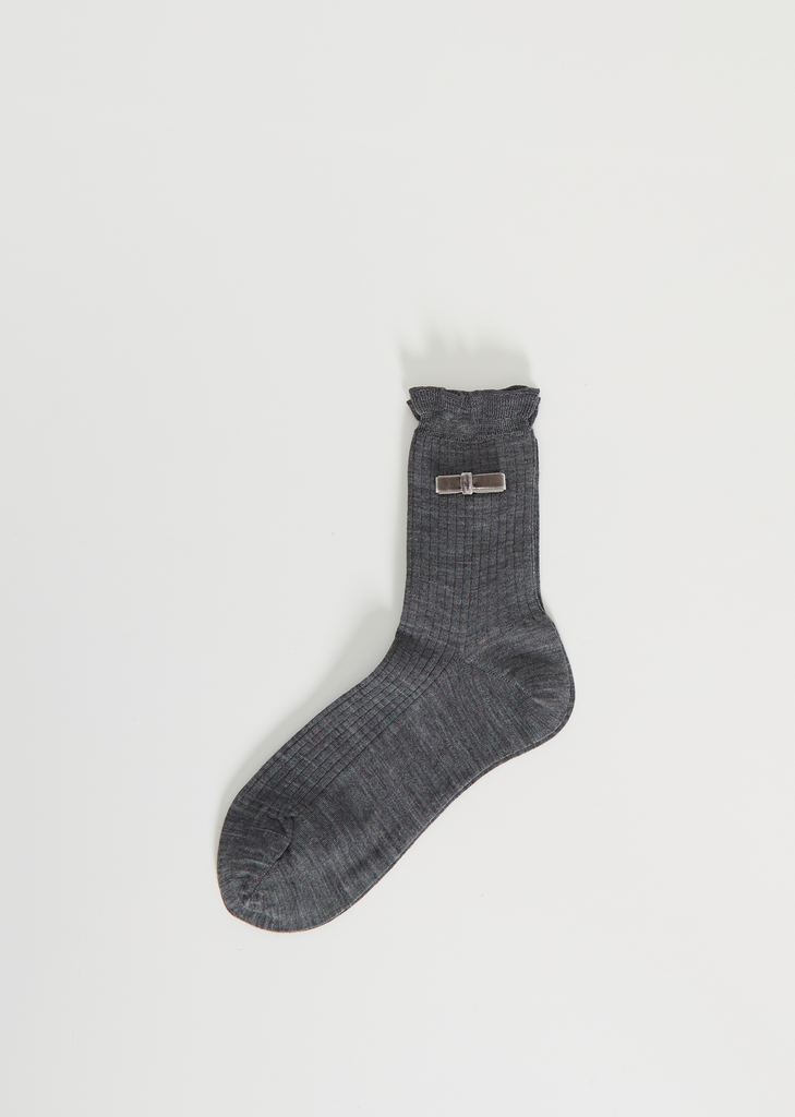 Ribbon Knit Socks — Charcoal